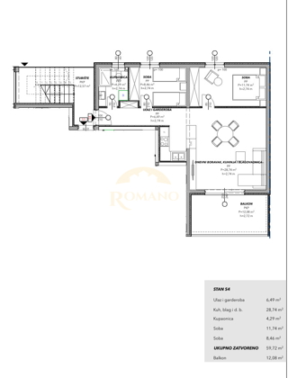 Appartamento con due camere da letto con vista mare a Čiovo, zona Salduna vicino al campeggio Rožac - 72 m2